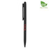 A thin black stylus pen with a clip and a branding logo on the side.