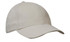 A beige cap with a curved visor and a small ventilation hole, featuring a logo on the front.