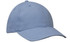 A blue cap with a curved brim and the top featuring ventilation holes, displaying a brand logo.