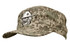 A digital camouflage military cap in various shades of green and tan, featuring a logo on the front.