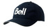 A navy cap featuring a white embroidered logo. The design includes a curved brim and a flexible strap at the back.