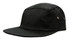 A black cotton twill square front cap featuring a flat brim and side ventilation eyelets.