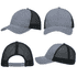 A grey cap featuring a light brushed poly cotton marle front and honeycomb mesh side and back panels. It has an adjustable strap.