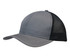 A grey cap featuring a breathable poly twill front and black honeycomb mesh back, with a curved visor.