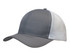 A grey cap featuring a breathable poly twill front and honeycomb mesh side panels, with a curved brim.