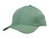 A green sports cap featuring a structured design and a curved brim, with ventilation holes and a logo.