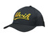 A black cap featuring perforated sections and a yellow embroidered logo.