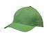 A green sports cap with tear drop perforations and a curved brim, featuring a logo on the side.