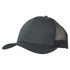A black organic brushed heavy cotton cap with a mesh back and a curved brim, featuring a logo.