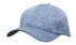 A blue melange cap with a curved peak and a branding logo on the front.