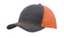 A brushed cotton cap featuring a grey front and an orange mesh back, with a curved brim and stitched detailing.