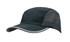 A black cap featuring bee hive mesh panels and a towelling sweatband. It has a curved brim and a branded logo.