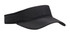 A black sports visor featuring a wide band and a curved brim, designed for outdoor activities.