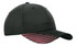 A black cap featuring a peak with a pink flash print design and a logo on the side.