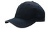 A navy cap featuring a sandwich trim, designed with a curved brim and a logo on it.