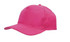A bright pink breathable poly twill cap with a curved brim and a logo.