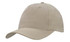 A breathable poly twill cap in a light beige colour, featuring a curved brim and a logo on the front.