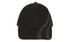 A black cap featuring tyre track designs on the front, with a logo on the side.