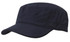 A navy blue sports twill military cap featuring a structured design and a logo.