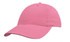 A pink baseball cap with a curved brim and an adjustable strap at the back, featuring a logo.