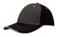 A black and grey two-tone cap featuring contrasting stitching and an open lip sandwich design. It has a logo on it.
