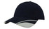 A navy cap featuring a brushed heavy cotton body and mesh inserts on the peak, with a logo on the side.