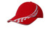 A red cap featuring a white checkered design and a curved peak. The cap has a logo on the side.
