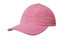 A pink microfibre sports cap featuring piping details. The cap has a logo on it.