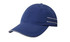 A microfibre sports cap in navy blue featuring piping and a sandwich peak design. It has a logo or branding.