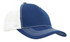 A navy blue cap with a hi-tech mesh back and white detailing, featuring a logo on the front.