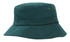 A green infant's bucket hat with a wide brim and two metal eyelets, featuring a simple design.