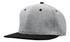 A grey marle flannel cap with a black brim and snapback closure, featuring a logo.