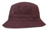 A maroon bucket hat featuring a simple design and a small logo. Suitable for casual wear or outdoor activities.