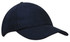 A navy blue cap with a curved brim, featuring a logo or branding on the front.