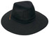 A black collapsible cotton twill and soft mesh hat featuring a wide brim and a logo on the band.