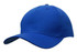 A blue cotton twill cap featuring a curved brim and a logo on the side.