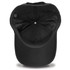 A black cap with a curved brim, featuring an interior view showcasing the lining and stitching details.