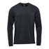 A dark grey long sleeve tee featuring a simple design and a logo.