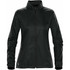 A dark green women's rain jacket with a zip front, high collar, and side pockets. It features a branding logo.