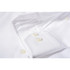 A white button-up shirt featuring a classic collar and pearl buttons on the cuffs. It has a branding logo.
