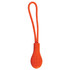 An orange zip puller with a textured grip and a looped cord for easy handling.