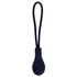 A navy blue zip puller with a textured grip and a looped cord for easy handling.