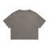 A heavy faded crop tee in a warm grey colour with a simple design and short sleeves. The shirt features a logo.