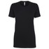 A black women's boyfriend tee with short sleeves and a classic crew neckline. Features a logo on the label.