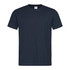 Men's heavyweight comfort T-shirt in dark navy, featuring a crew neck design and a logo on the label.
