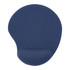 A navy gel mouse pad with a wrist rest, featuring a smooth surface and ergonomic design.