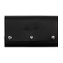 A black leather cover with metal studs, containing a travel card set. It features a branding logo.