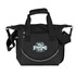A black cooler bag with handles and a shoulder strap, featuring a logo on the front.