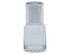 A clear glass carafe with a rounded base and a narrow neck. It has a simple, modern design.