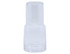 A clear glass carafe with an integrated tumbler design, featuring a simple and elegant shape.
